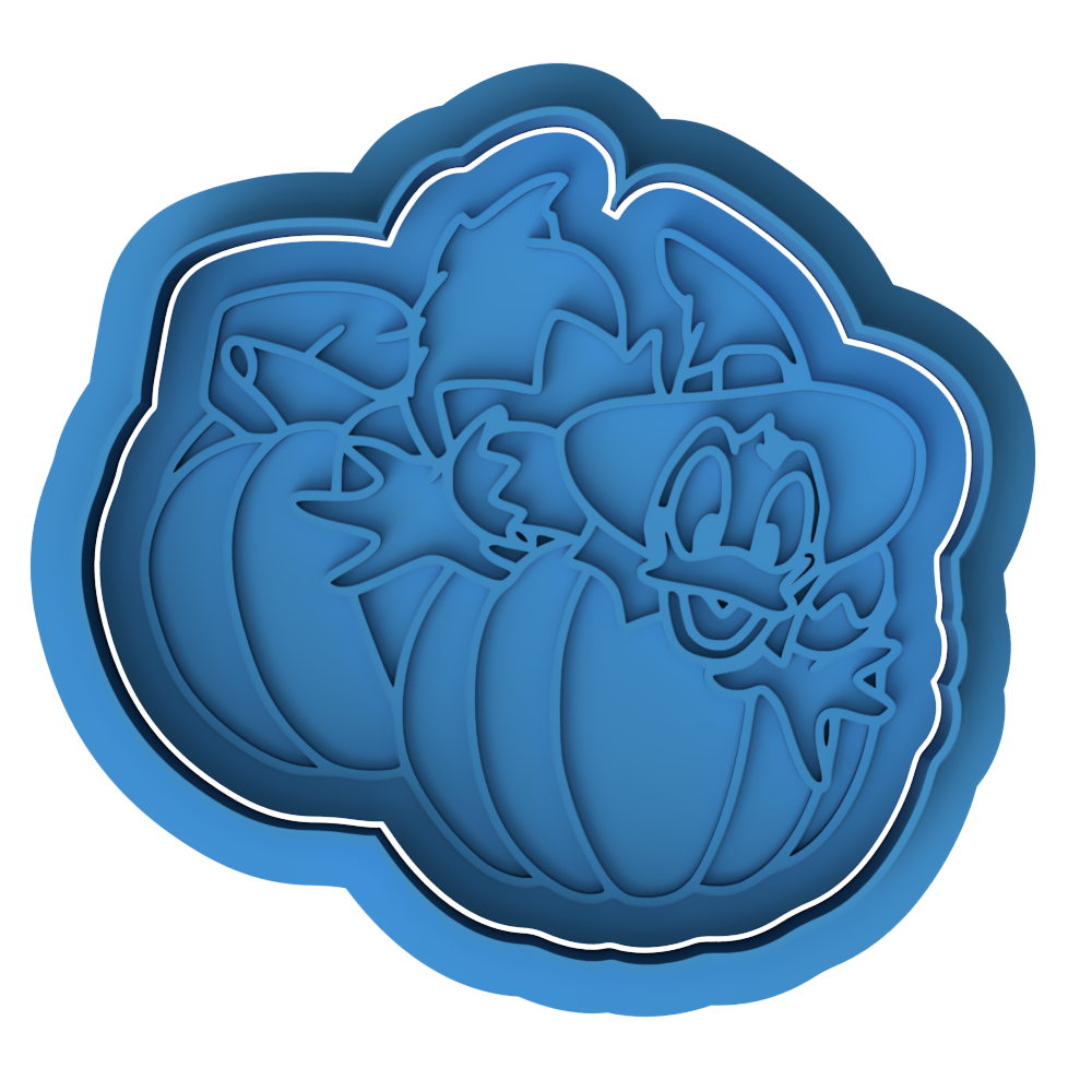 Donald Duck Pumpkin Halloween Cookie Cutter with Embosser | Disney Character Biscuit Stamp | Kids Spooky Baking Tool