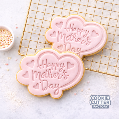 Happy Mother's Day Heart Swirl Mother's Day Cookie Cutter and Embosser Set