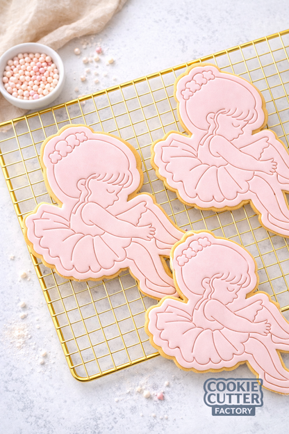 Ballerina Girl Cookie Cutter and Embosser Set – Ballet Dance Party Baking Tool