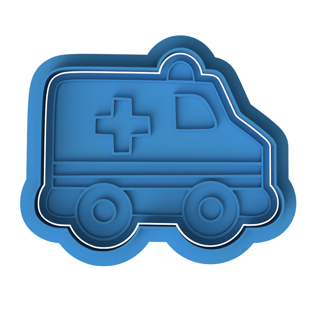 Cute Ambulance Cookie Cutter and Embosser Stamp Set | Emergency Vehicle, Medical, Doctor Theme