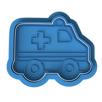 Cute Ambulance Cookie Cutter and Embosser Stamp Set | Emergency Vehicle, Medical, Doctor Theme