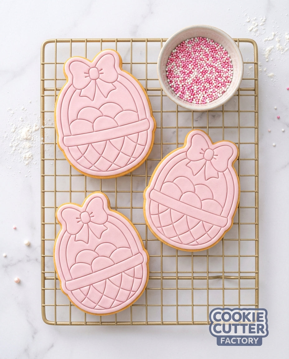 Easter Egg Basket with Bow Cookie Cutter and Embosser Set – Easter Collection