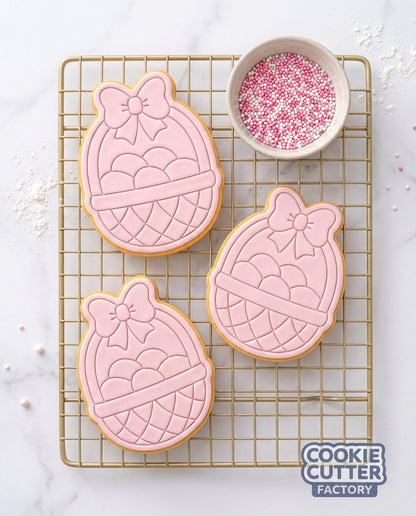 Easter Egg Basket with Bow Cookie Cutter and Embosser Set – Easter Collection