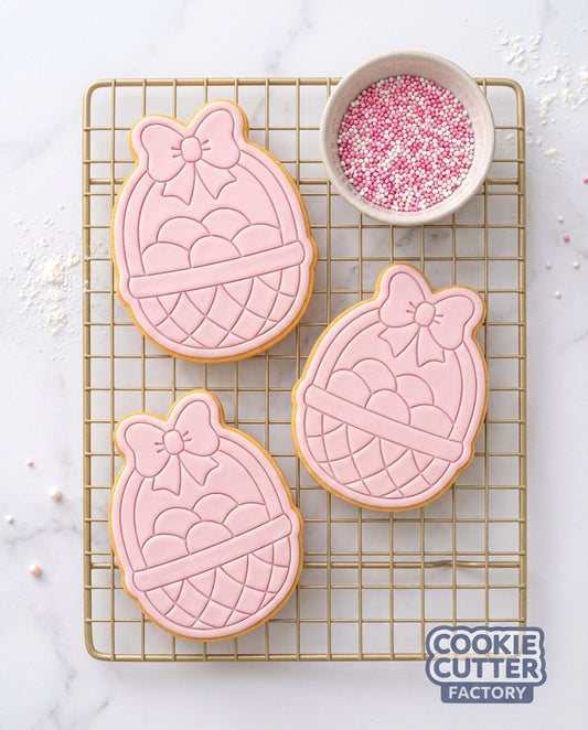 Easter Egg Basket with Bow Cookie Cutter and Embosser Set – Easter Collection