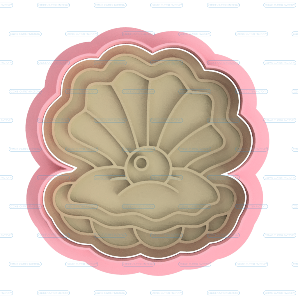 Pearl in Clam Shell Cookie Cutter and Stamp Embosser - 8cm x 8cm