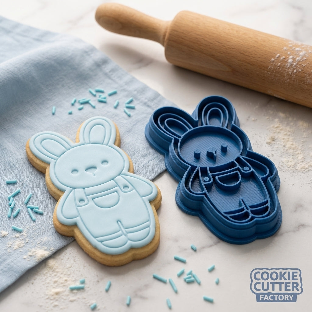 Easter Bunny in Overalls Cookie Cutter and Embosser Set – Easter Collection