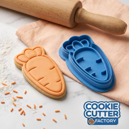 Cute Carrot Cookie Cutter and Embosser Set | Easter Bunny Garden Baking