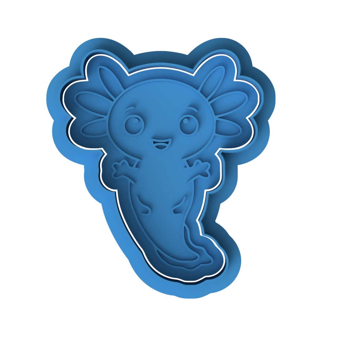 Cute Axolotl Character Cookie Cutter and Embosser Set – Under the Sea & Kawaii Baking Tool