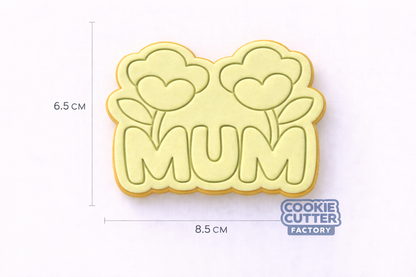 MUM Floral Bubble Text Mother's Day Cookie Cutter and Embosser Set