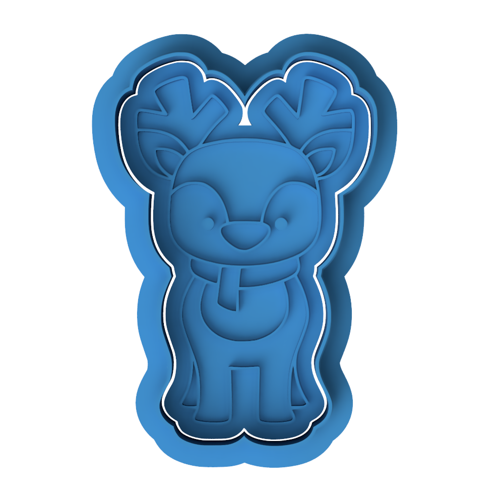 Cute Reindeer Cookie Cutter and Embosser Stamp Set | Christmas, Holiday, Animal