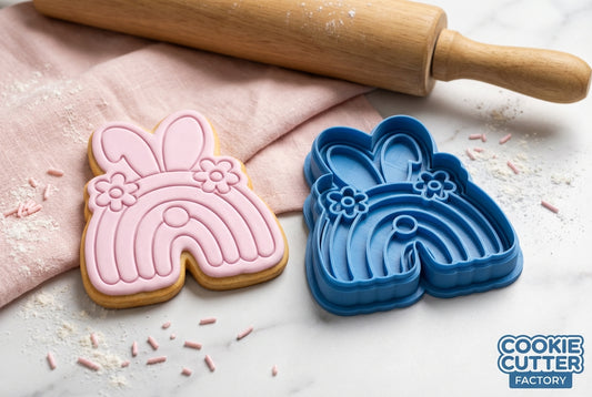 Floral Easter Bunny Rainbow Cookie Cutter and Embosser Set – Easter Collection