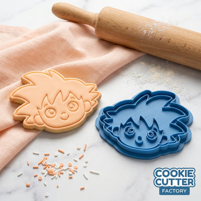 Gohan Style Young Anime Character Cookie Cutter and Embosser Set – Dragon Ball Z Theme Baking Tool