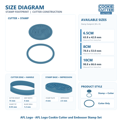 AFL Logo Cookie Cutter and Embosser Stamp Set