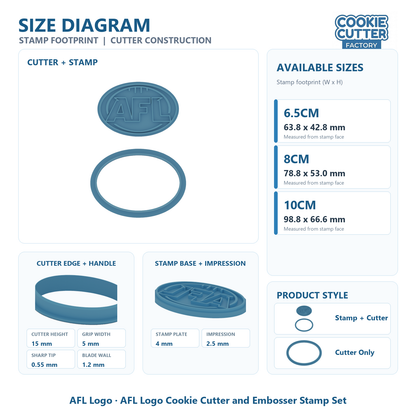 AFL Logo Cookie Cutter and Embosser Stamp Set