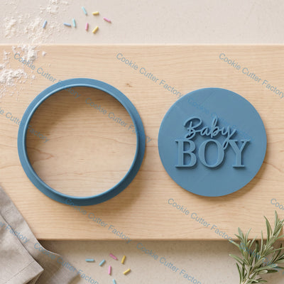 Baby Boy Cookie Cutter and Embosser Stamp Set | Baby Shower, Gender Reveal, Newborn Party