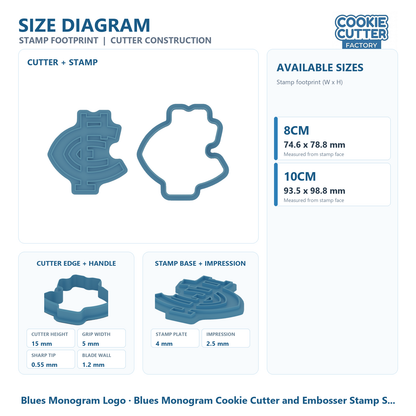 Carlton Blues CFC Monogram Cookie Cutter and Embosser Stamp Set | Game Day, Footy Fan, Sports Baking
