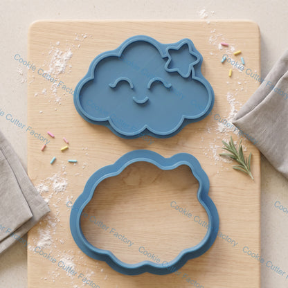 Cute Cloud with Star Cookie Cutter and Embosser Stamp Set