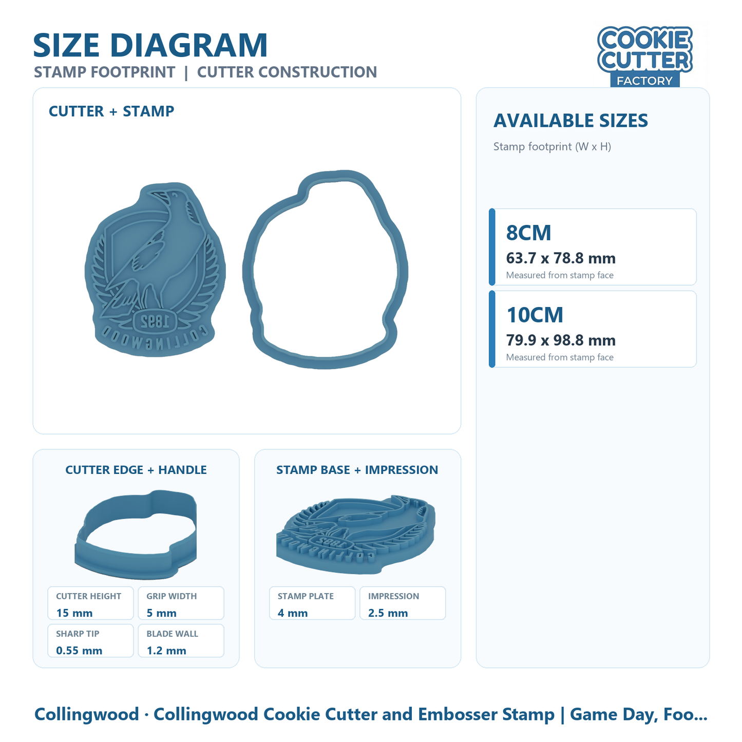 Collingwood Cookie Cutter and Embosser Stamp | Game Day, Footy Fan, Grand Final Party