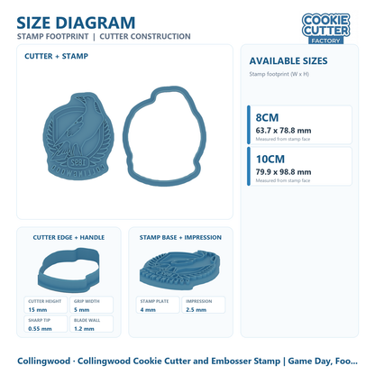 Collingwood Cookie Cutter and Embosser Stamp | Game Day, Footy Fan, Grand Final Party