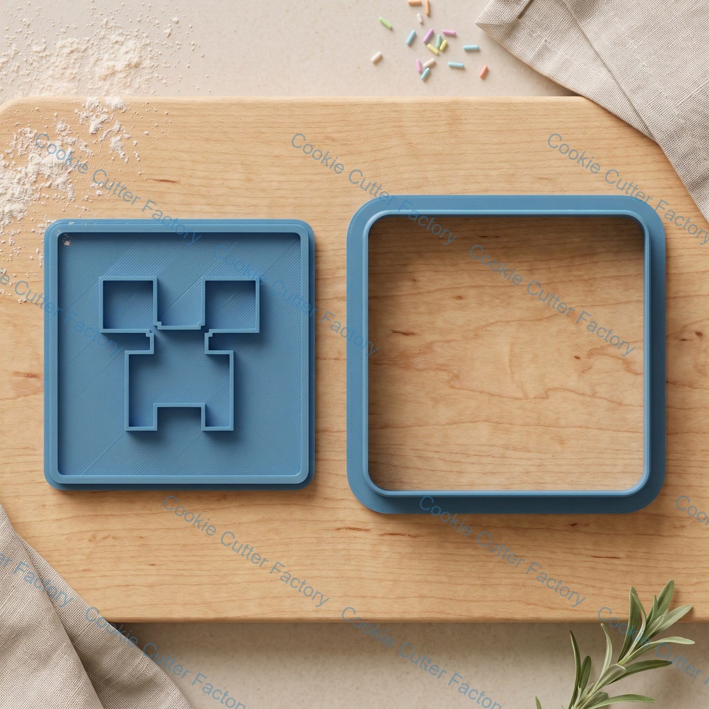 Minecraft World Cookie Cutters and Embosser Stamp Set | Gamer Party, Pixel Blocks, Kids Baking