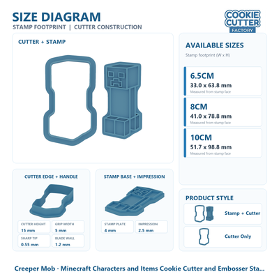 Minecraft Characters and Items Cookie Cutter and Embosser Stamp Set