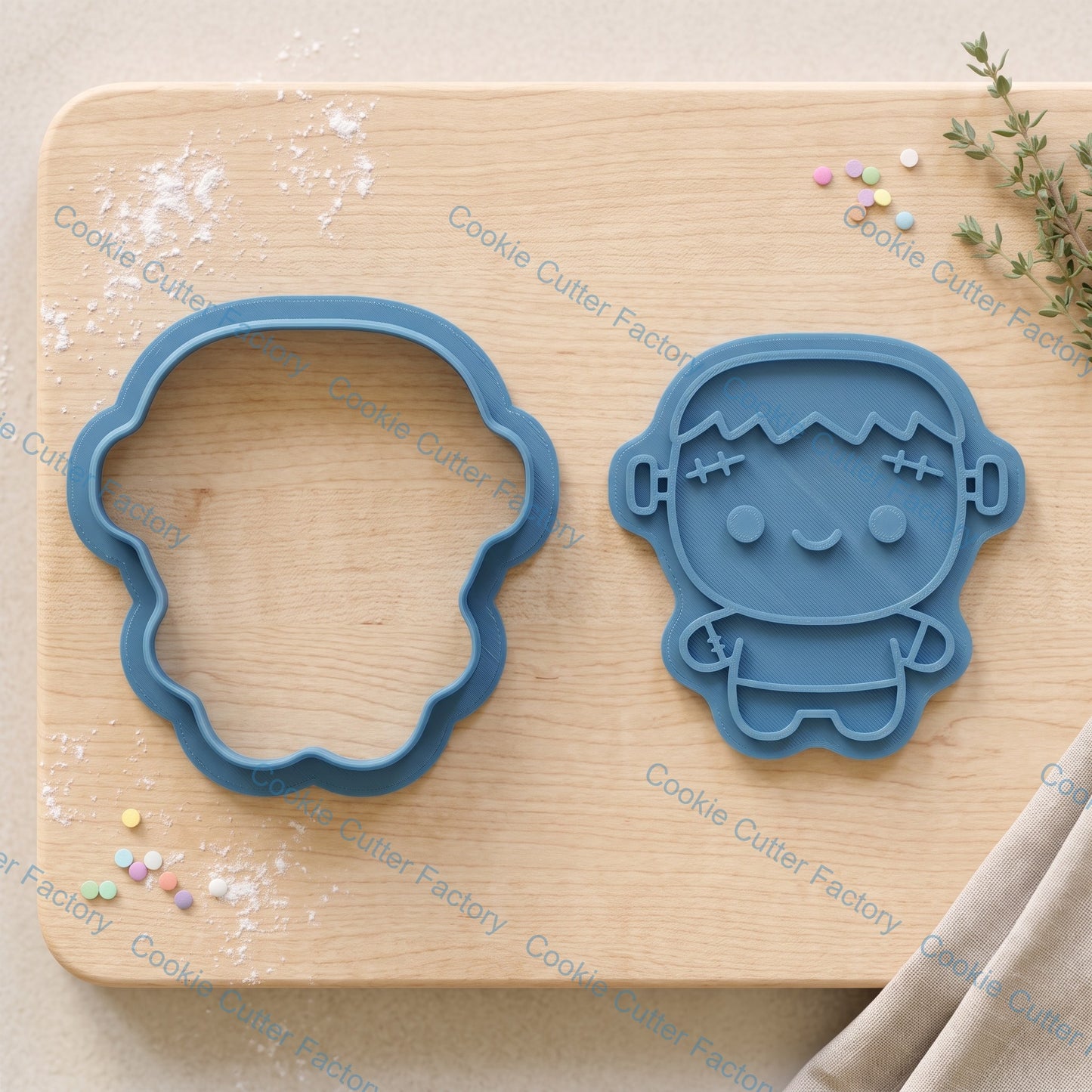 Cute Frankenstein Cookie Cutter and Embosser Stamp Set | Halloween Party, Spooky Season, Monster Baking