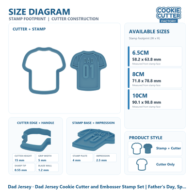 Dad Jersey Cookie Cutter and Embosser Stamp Set | Father's Day, Sports Fan, Baking