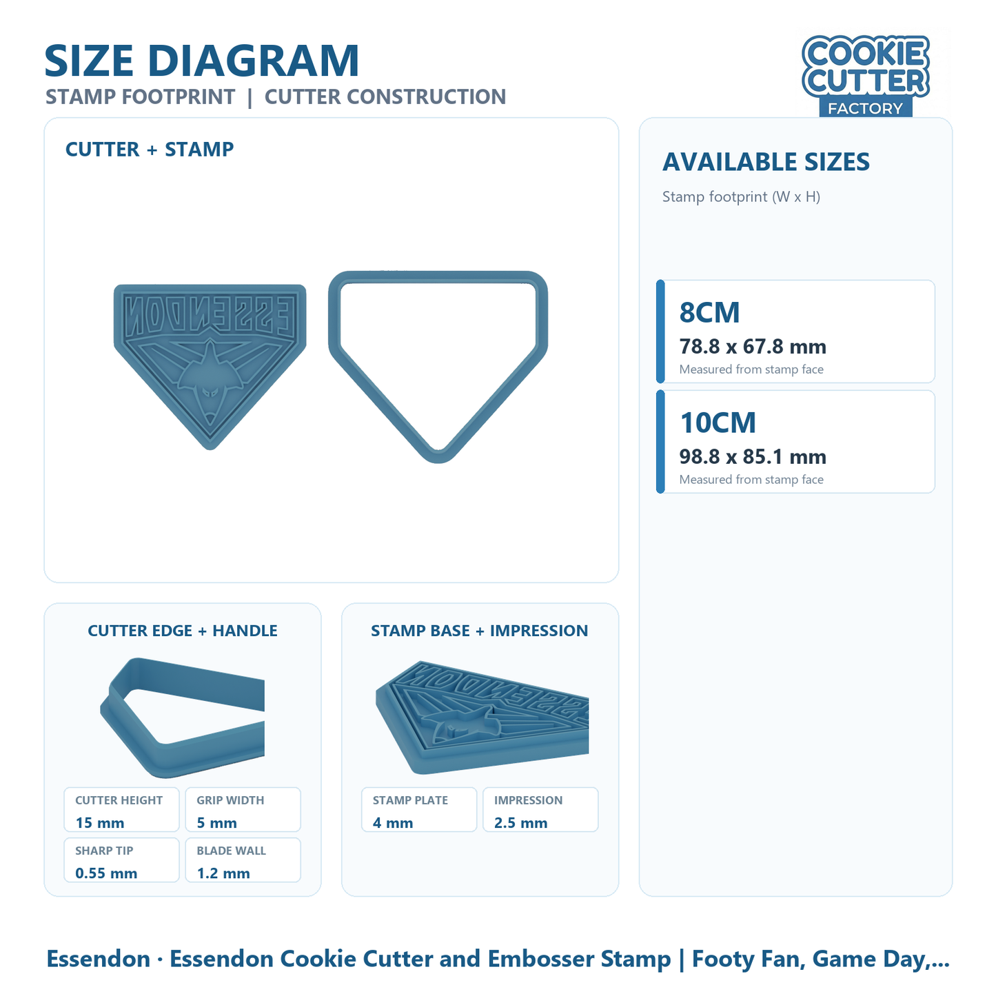 Essendon Cookie Cutter and Embosser Stamp | Footy Fan, Game Day, Grand Final Party
