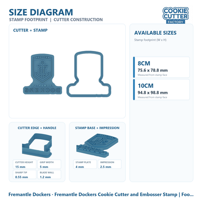 Fremantle Dockers Cookie Cutter and Embosser Stamp | Footy Fan, Game Day, Grand Final Party