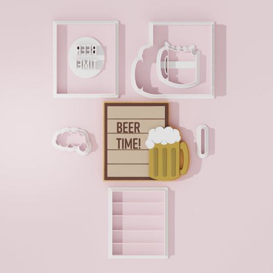 Beer Time Cookie Cutter and Stamp Embosser Father's Day