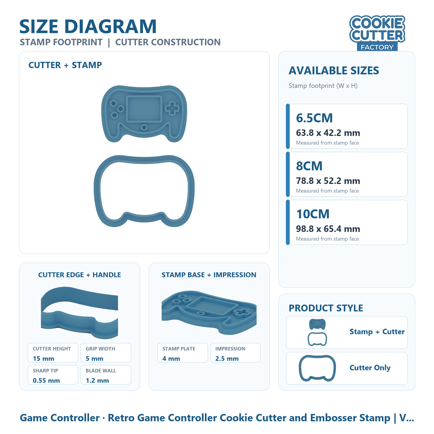 Retro Game Controller Cookie Cutter and Embosser Stamp | Video Game Party, Arcade Theme, Gamer Gift