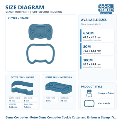 Retro Game Controller Cookie Cutter and Embosser Stamp | Video Game Party, Arcade Theme, Gamer Gift