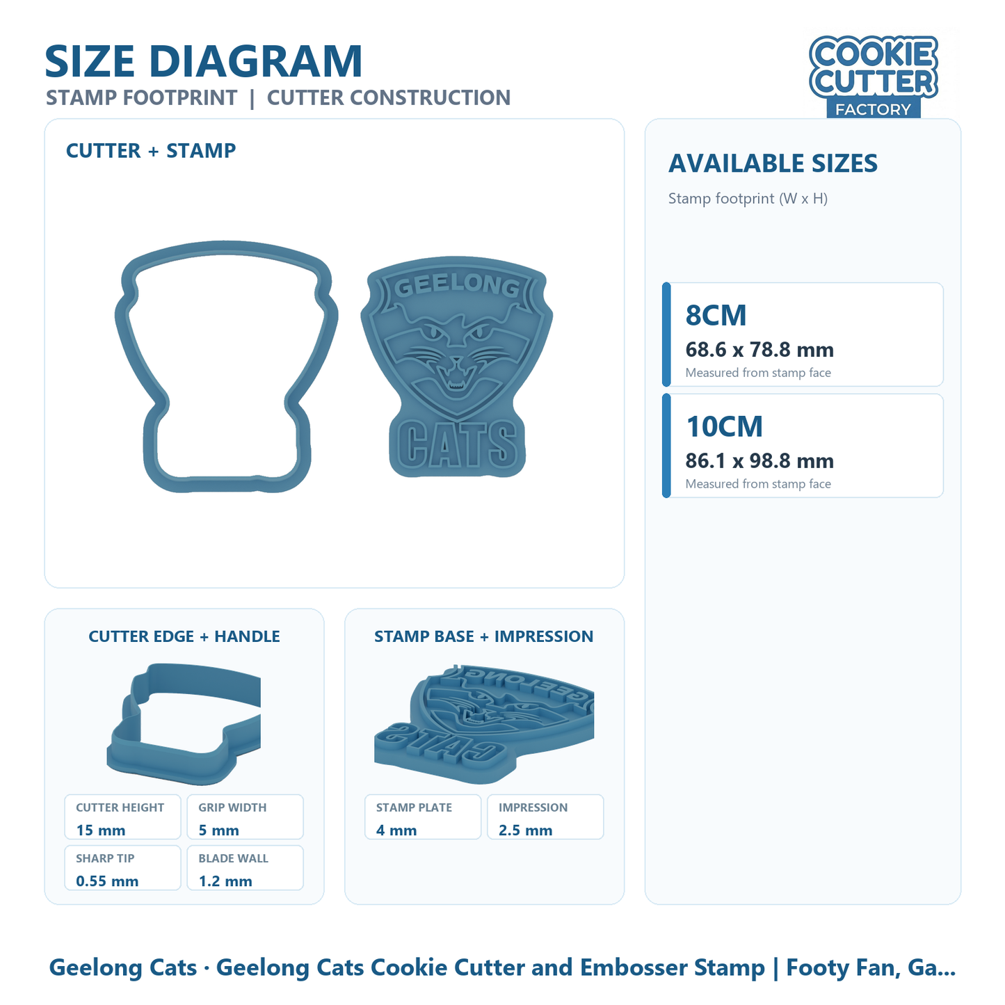 Geelong Cats Cookie Cutter and Embosser Stamp | Footy Fan, Game Day, Grand Final Party