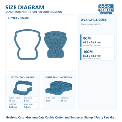 Geelong Cats Cookie Cutter and Embosser Stamp | Footy Fan, Game Day, Grand Final Party