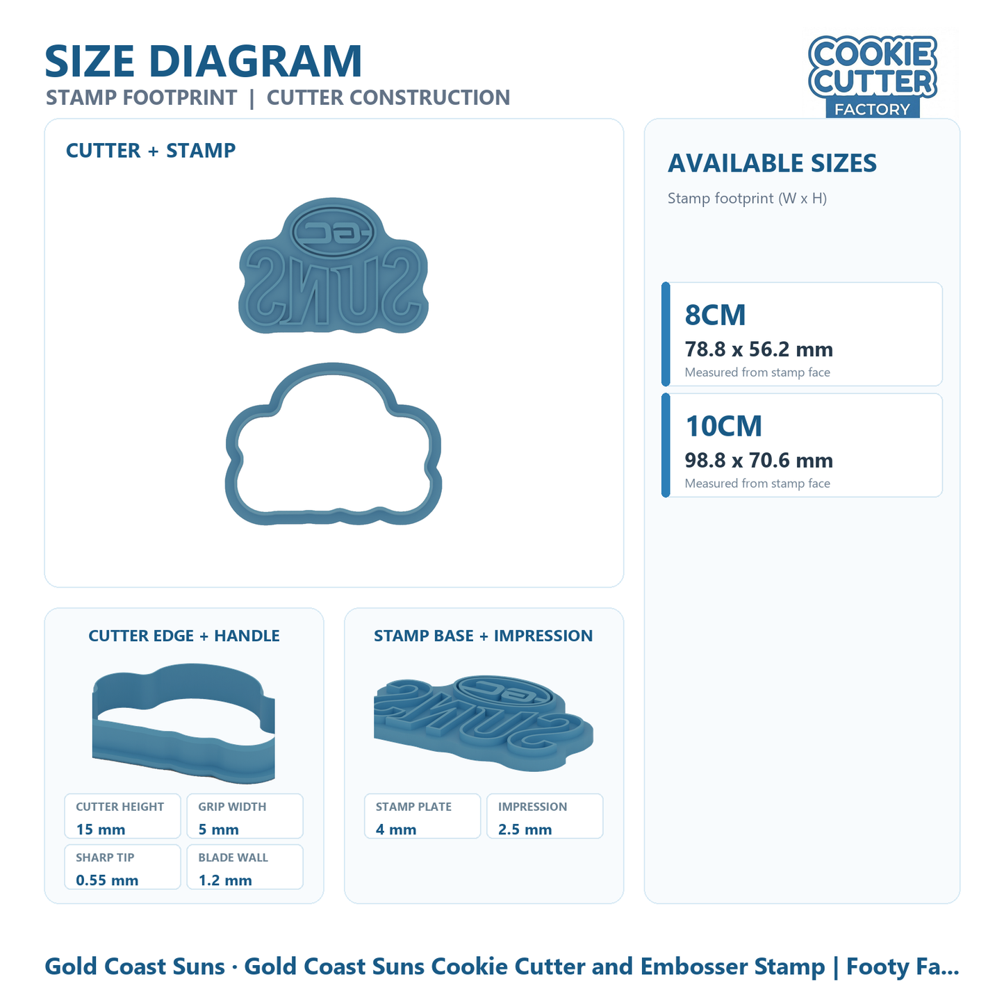 Gold Coast Suns Cookie Cutter and Embosser Stamp | Footy Fan, Game Day, Grand Final Party