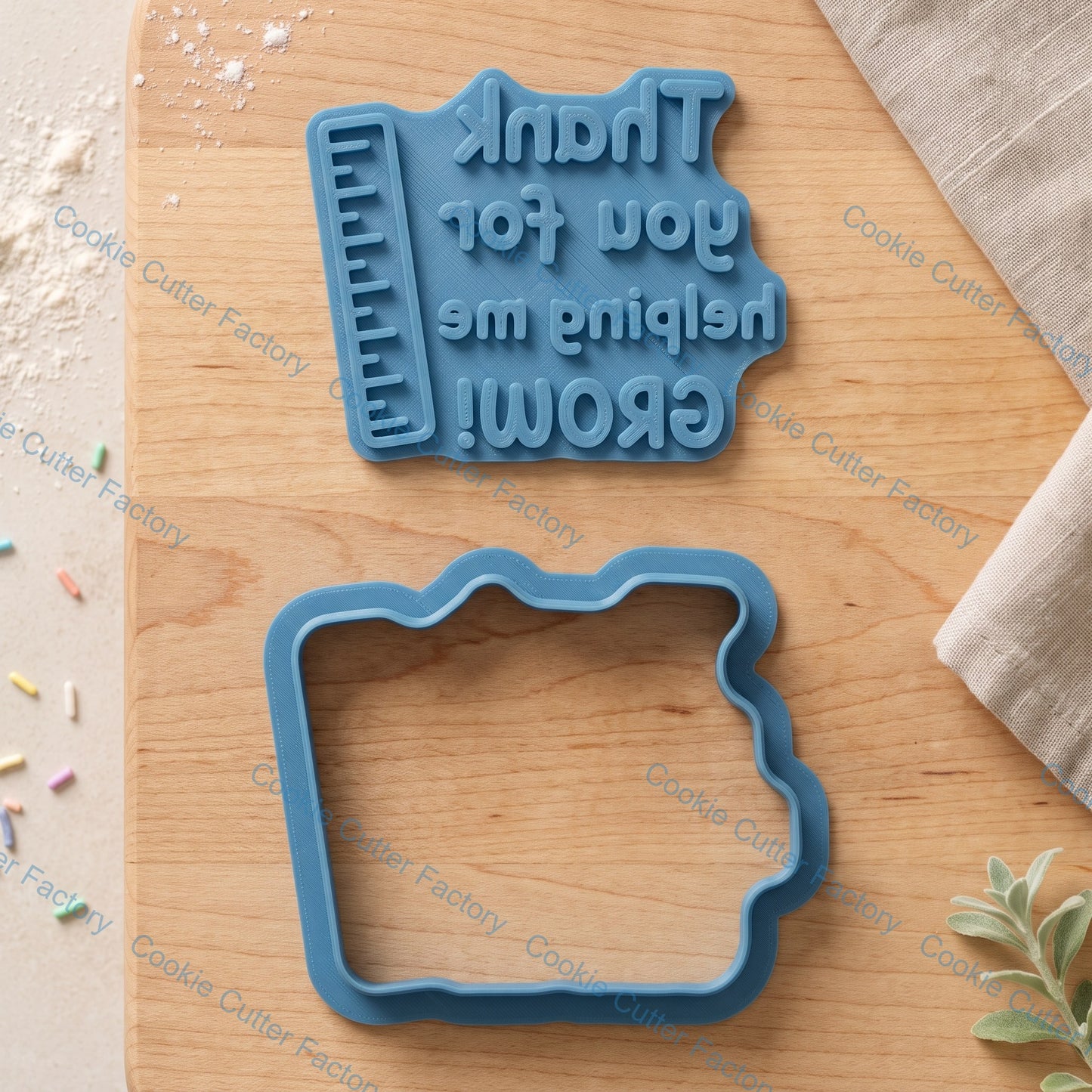 Teacher Growing Ruler Cookie Cutter and Embosser Stamp Set