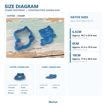 MerCat cookie cutter and matching stamp design.