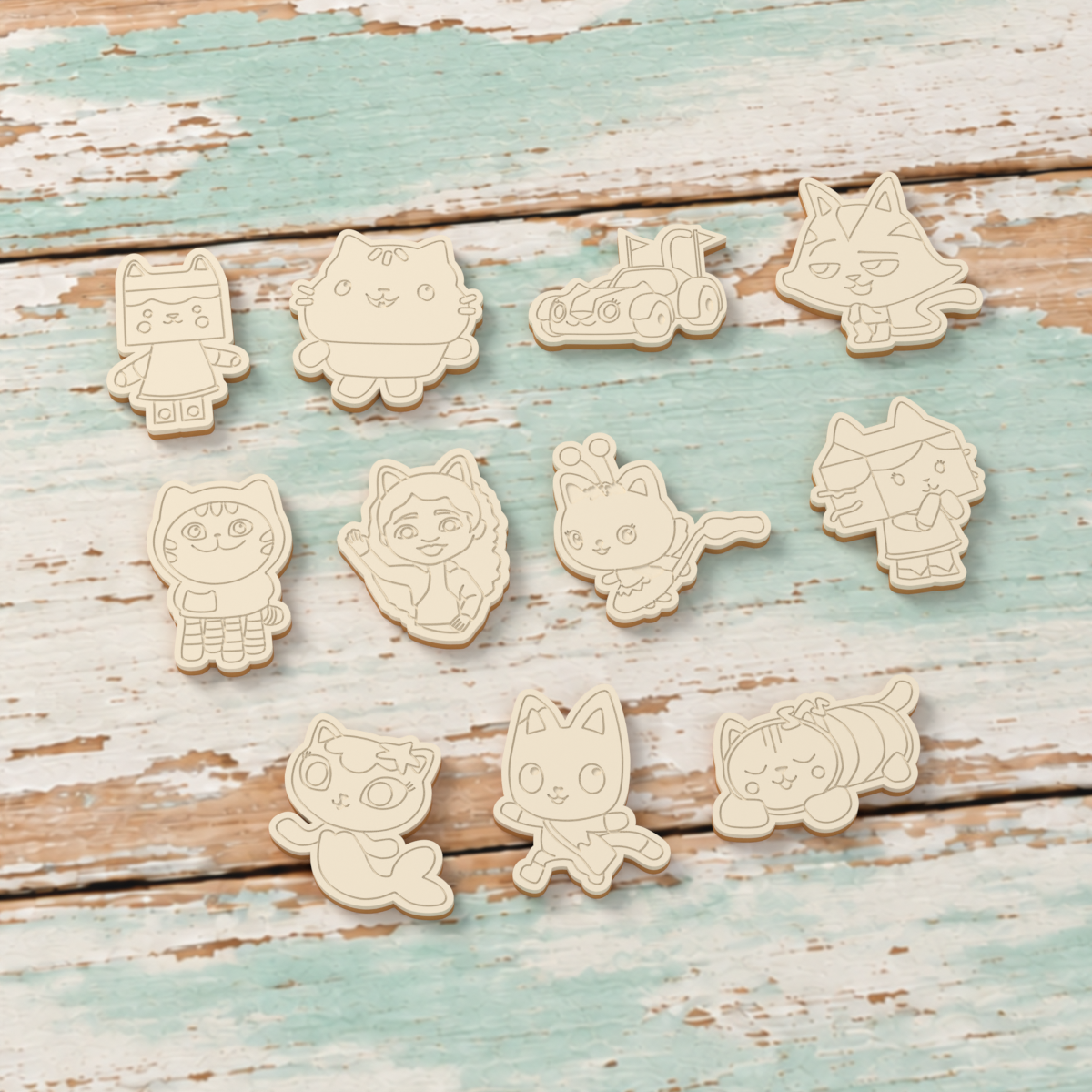Gabby's Dollhouse set of 11 stamp impressions.