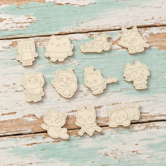 Gabby's Dollhouse set of 11 stamp impressions.