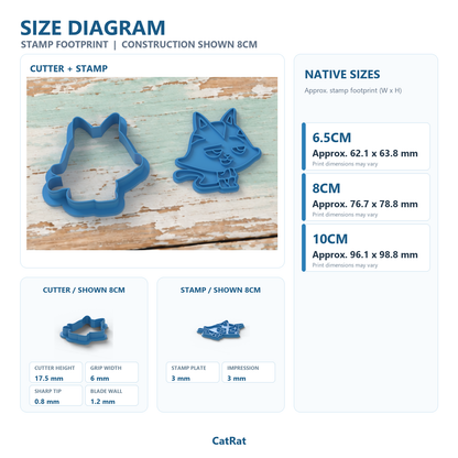 CatRat cookie cutter and matching stamp design.