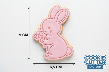 Bunny Holding Flower Cookie Cutter and Embosser Set – Holiday Collection