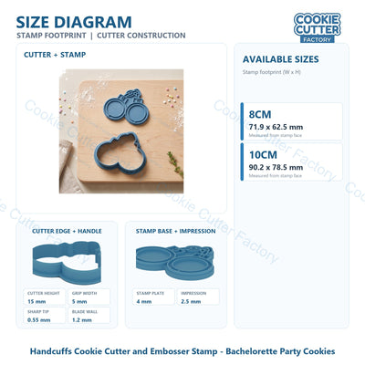 Handcuffs Cookie Cutter and Embosser Stamp - Bachelorette Party Cookies