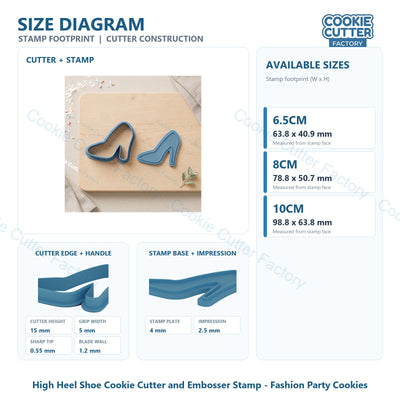 High Heel Shoe Cookie Cutter and Embosser Stamp - Fashion Party Cookies