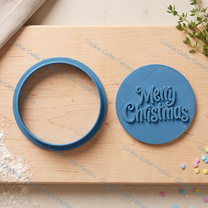 Merry Christmas Cookie Cutter and Embosser Stamp | Holiday Baking, Christmas Party, Festive Treats