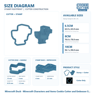 Minecraft Characters and Items Cookie Cutter and Embosser Stamp Set