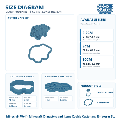 Minecraft Characters and Items Cookie Cutter and Embosser Stamp Set
