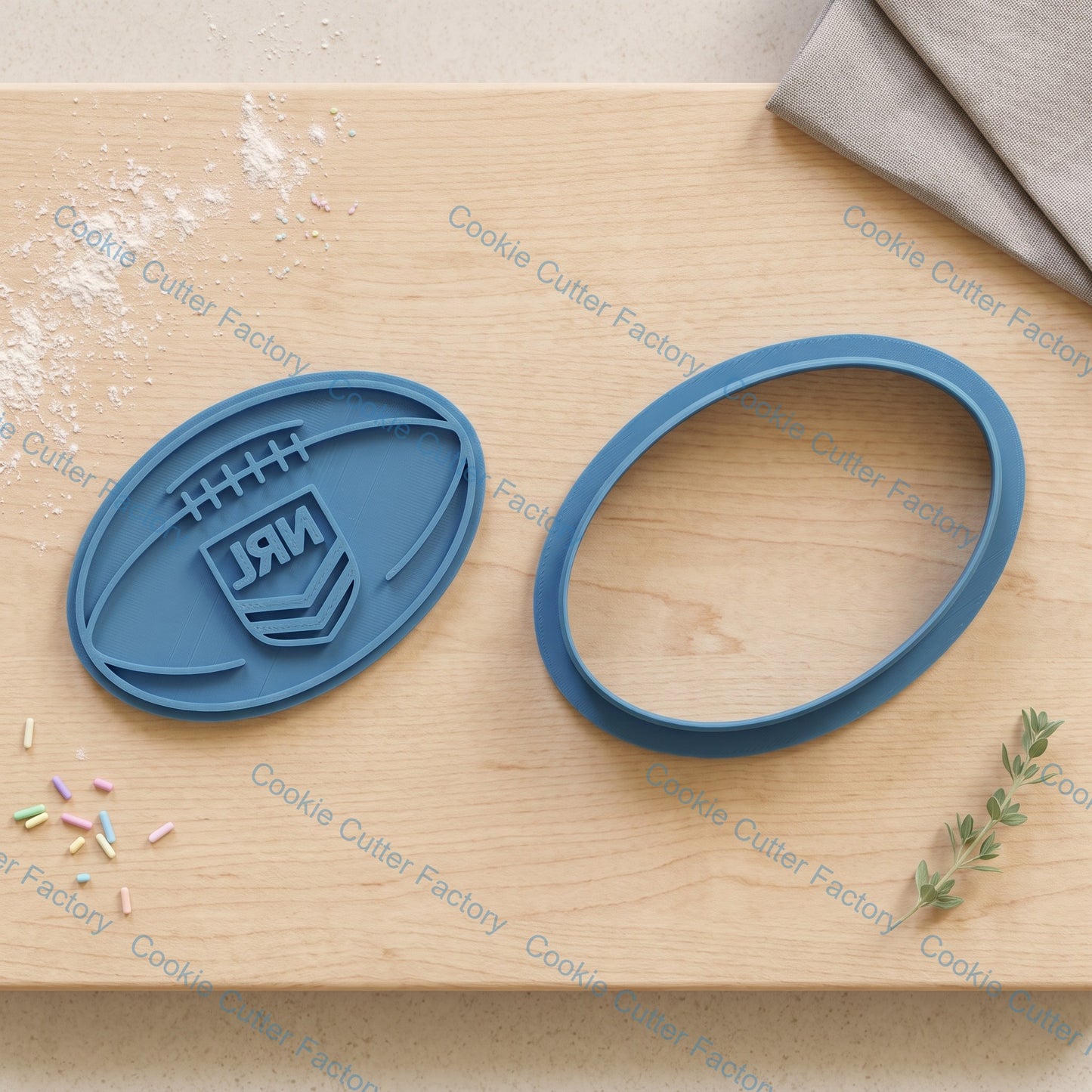 NRL Rugby Ball Cookie Cutter and Embosser Stamp Set | Game Day, Football Party, Sports Fan