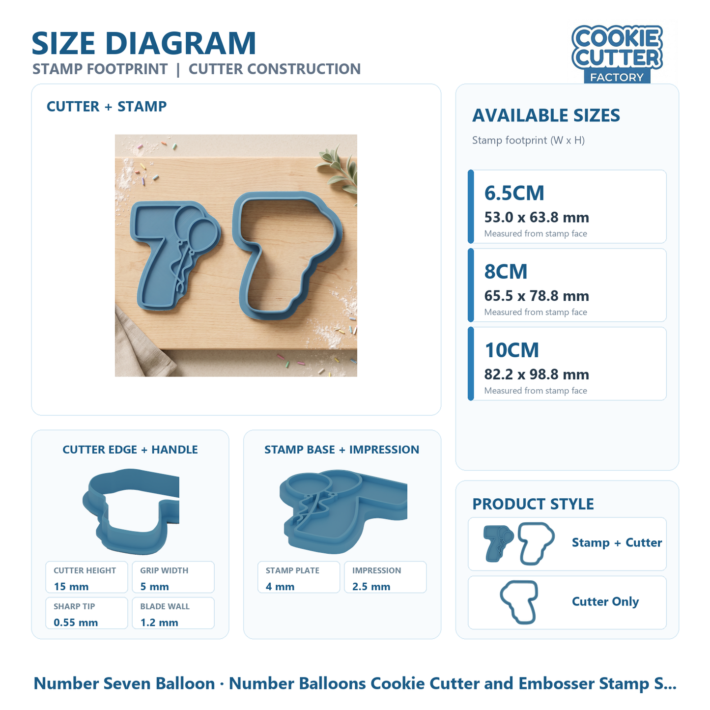 Number Balloons Cookie Cutter and Embosser Stamp Set