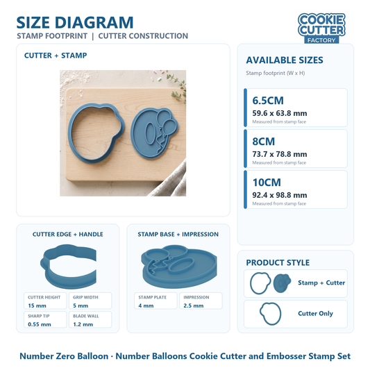 Number Balloons Cookie Cutter and Embosser Stamp Set