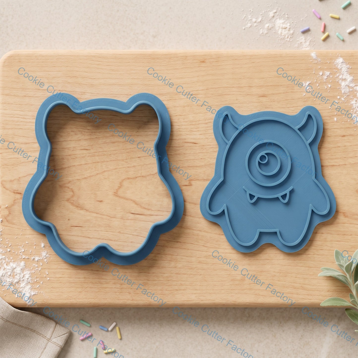 One-Eyed Monster Cookie Cutter and Embosser Stamp Set | Halloween Party, Cute Spooky, Kids Baking